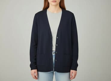 sweter z dekoltem v: Kardigan damski, rozmiar M — 6