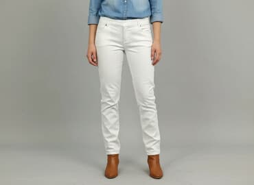 jeansy damskie z wysokim stanem na gumce: Jeansy damskie, rozmiar S — 6