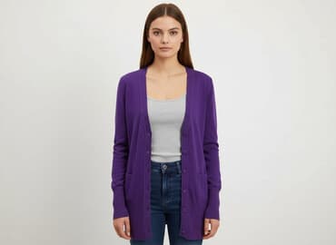 sweter z dekoltem v: Kardigan damski, rozmiar L — 6