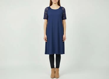 granatowa sukienka z białym kołnierzykiem: Sukienka damska, rozmiar S — 1