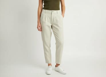 jasne buty: Spodnie materiałowe damskie, rozmiar L — 5