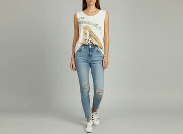 koszulka damska z ustami: Sisley, T-shirt damski, rozmiar S — 6