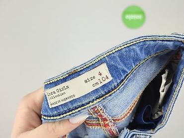 w.klapkach tekst: Spodnie jeansowe, Zara, 3-4 lat, 104, stan - Bardzo dobry — 4