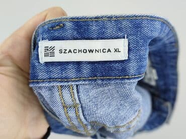 krótkie spodenki jeansowe damskie duże rozmiary: SZACHOWNICA, Szorty damskie, rozmiar XL — 4