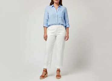 spodnie z szerokimi nogawkami h m: H&M, Material trousers for women, size XL — 1