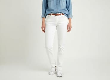 biale szerokie jeansy: Jeansy damskie, rozmiar XL — 7