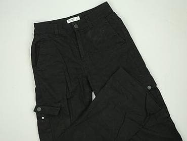 czarne cargo pull and bear: PULL&BEAR, Spodnie cargo damskie, rozmiar XS — 1