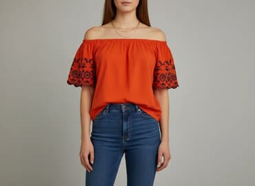 bluzki hiszpanki w kwiaty: Bluzka damska, rozmiar L — 6