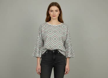 koszula damska w geometryczne wzory: Women's blouse, size L — 1