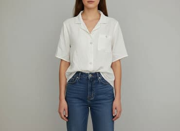 biała koszula z kołnierzykiem damska: Сорочка жіноча, розмір S — 1