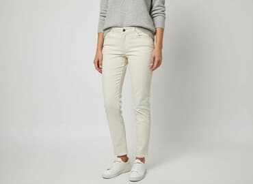 jeansy ecru: Spodnie materiałowe damskie, rozmiar S — 6