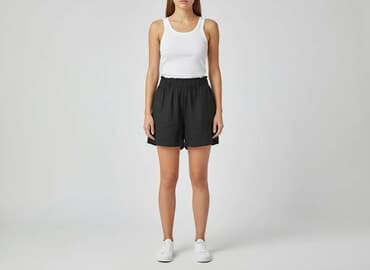 krótkie spodenki z wysokim stanem czarne: H&M, Szorty damskie, rozmiar L — 1