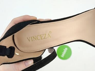 czarne sandały na słupku vices: Vinceza, Sandały damskie, rozmiar 39 — 6