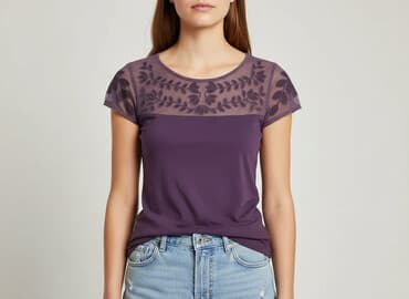 fioletowa koszulka h m: H&M, T-shirt damski, rozmiar S — 7