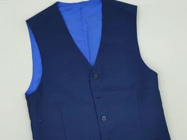 Męska kamizelka garniturowa, granatowa - Klasyczny krój z dekoltem w