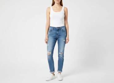 jeansy z asymetrycznym zapieciem: Noisy May, Jeansy damskie, M — 7