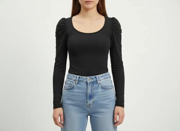 czarne bluzki z bufiastymi rękawami: Women's blouse, size S — 1