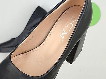 buty born2: Czarne czółenka na słupku C.M. Shoes Paris - Damskie, eleganckie — 4