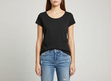 czarne t shirty damskie w serek: T-shirt damski, rozmiar S — 5