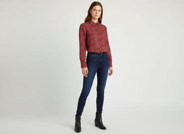 sukienka w kratę czerwona damska: Koszula damska, rozmiar S — 1