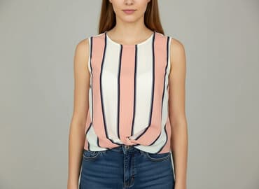 bluzki w paski rękaw 3 4: Bluzka damska, rozmiar S — 1