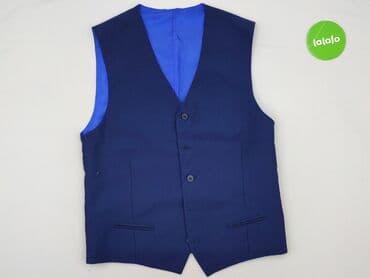 biala koszulka barcelony: Męska kamizelka garniturowa, granatowa - Klasyczny krój z dekoltem w — 2