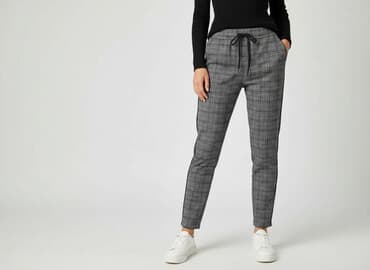 spodnie od piżamy w kratę damskie: Spodnie materiałowe damskie, rozmiar S — 7