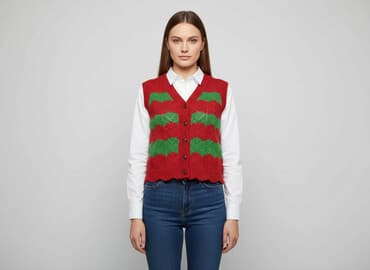 sweter w paski z serduszkiem: Kardigan damski, rozmiar S — 5