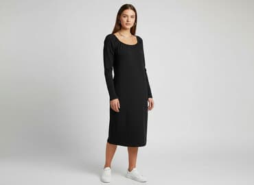 czarna sukienka z długim rękawem sinsay: Sinsay, Sukienka damska, rozmiar XL — 7