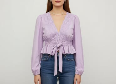 liliowa bluzki zara: Shein, Bluzka damska, rozmiar S — 7