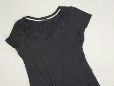 czarne t shirty damskie w serek: Terranova, T-shirt damski, rozmiar L — 1