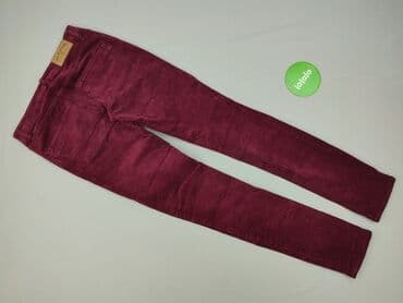 bordowe woskowane spodnie: Spodnie materiałowe damskie, S — 3
