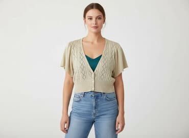 sweter z krótkim rękawem męski: Kardigan damski, rozmiar XL — 6