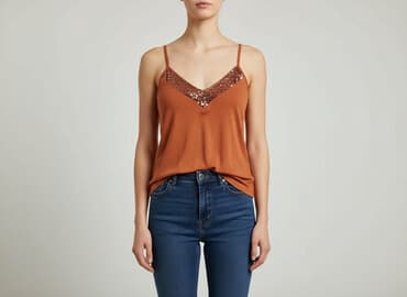 złota bluzka cekinowa: Florence + Fred, T-shirt damski, rozmiar M — 8