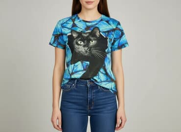 t shirt z aplikacją 3d: T-shirt damski, rozmiar L — 1