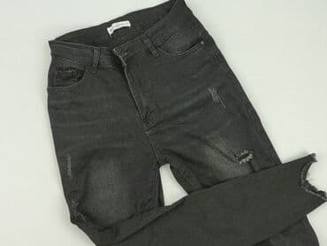 czarne skinny jeans: SZACHOWNICA, Jeansy damskie, rozmiar M — 1