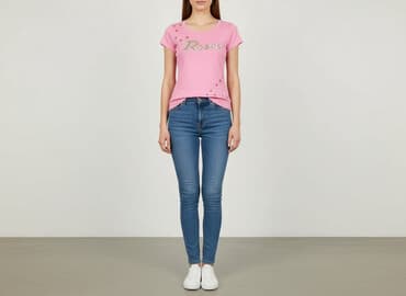 guess t shirt damski rozowy: T-shirt damski, rozmiar L — 6