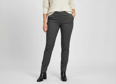 szare szerokie jeansy: Spodnie materiałowe damskie, rozmiar XL — 5