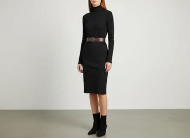 czarna sukienka dzianinowa z golfem: Sinsay, Sukienka damska, rozmiar XS — 6