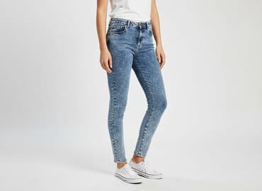 biale szerokie jeansy: Denim Co, Jeansy damskie, rozmiar S — 6