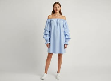 błękitna sukienki midi: Sukienka damska, rozmiar S — 6