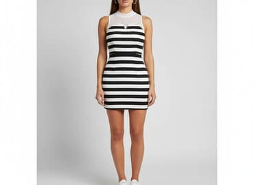 sukienka w kolorowe paski: Sukienka damska, rozmiar S — 1