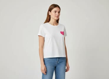 bluzki w paski z serduszkiem: T-shirt damski, rozmiar S — 1
