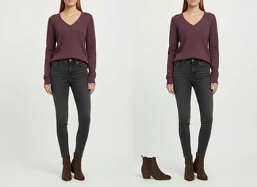 bluzki z długim rękawem dekolt w serek: Sweter damski, rozmiar S — 5