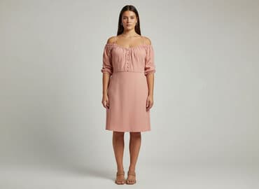 sukienki na wesele z koronką pudrowy róż: Sukienka damska, rozmiar 3XL — 1