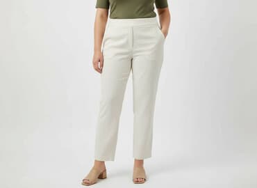 białe lniane spodnie zara: Spodnie materiałowe damskie, rozmiar XL — 5