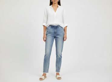 dziurawe dżinsy: Jeansy damskie, rozmiar L — 1