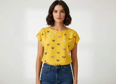 żółte bluzki z krótkim rękawem: Bluzka damska, rozmiar L — 6