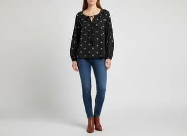 czarne bluzki z fredzlami: Reserved, Bluzka damska, rozmiar S — 1