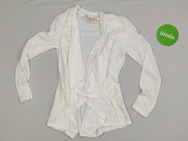 sweter z transparentnymi rękawami: Pink, Kardigan damski, rozmiar S — 2